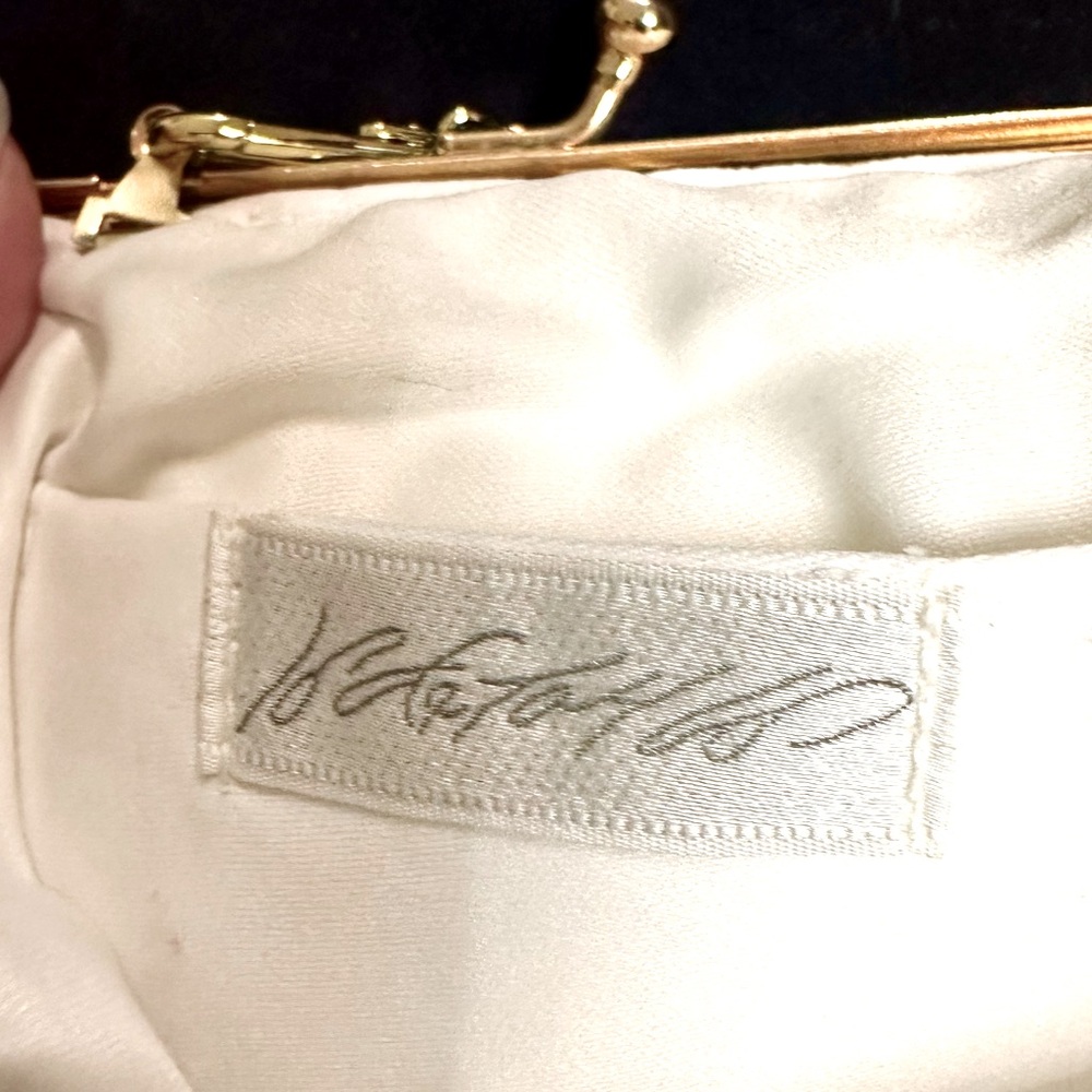 Elegant Small Evening White Beaded Bag w/Shoulder Chain, Excellent Preowned Cond - Picture 8 of 13